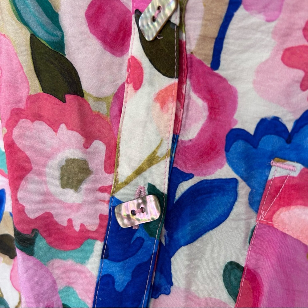 John Mark Floral Print Tunic Blouse Plus Size 3XL Pink Blue Shirt Top - Picture 7 of 9